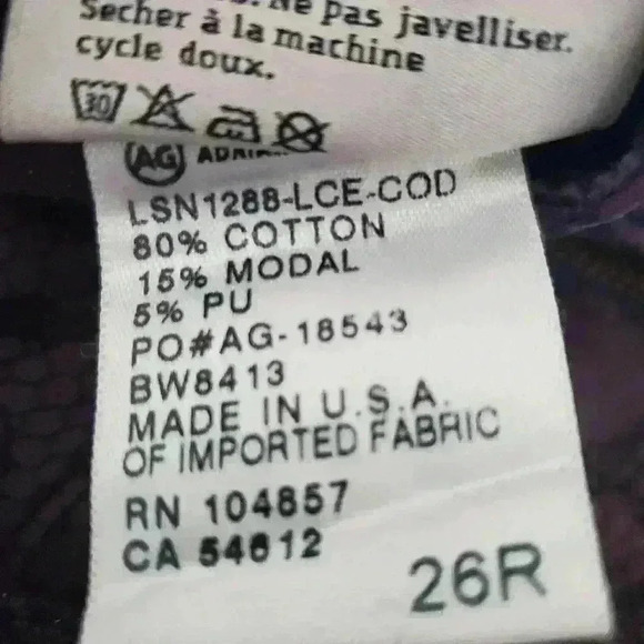 AG  Adriano Goldschmied the legging purple and black flowered pants size 26 - Picture 6 of 6